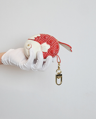 Tory Burch Fish Pouch, £25, Accessories, Red/White, Leather, Front view